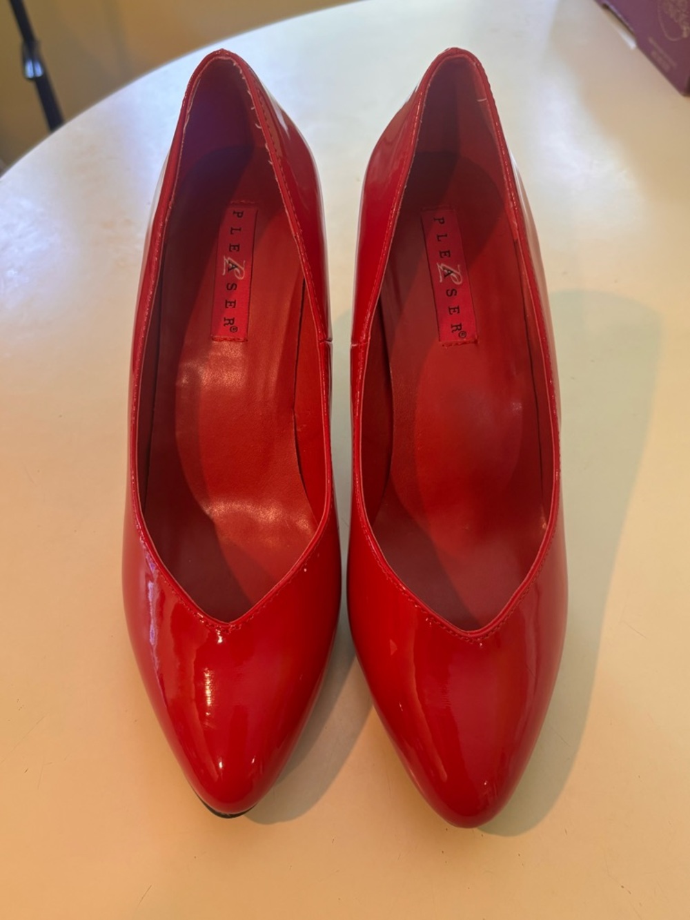 Pleaser Seduce-420 Red Patent Pumps Size 11